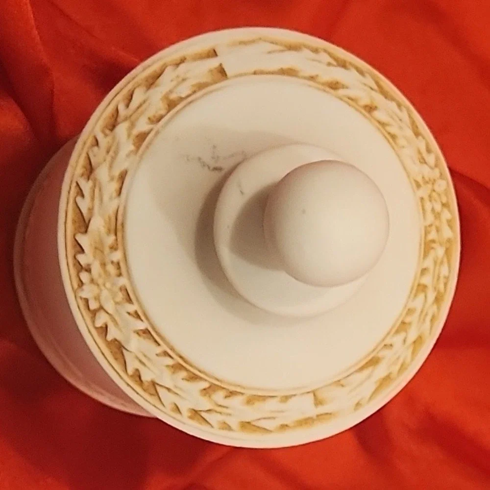 Vintage Neoclassical Bisque Porcelain Lidded Jar Greek Figures Cameo Relief
